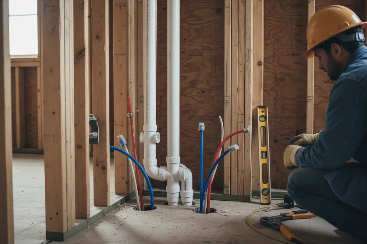 Drain and supply rough-in during Drain Cleaning in Hickory